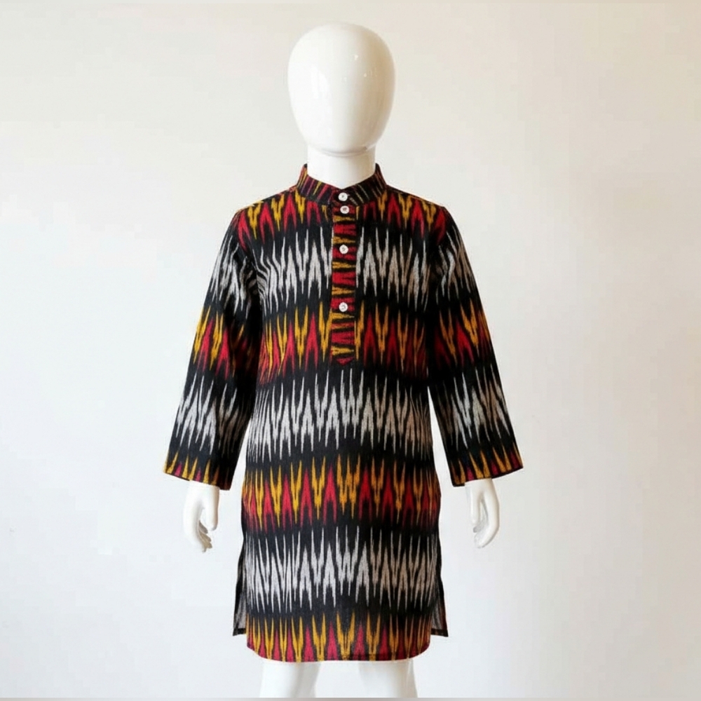 New boys Traditional Ikkat Cotton Kurta  4- 5 Yr old slim fit